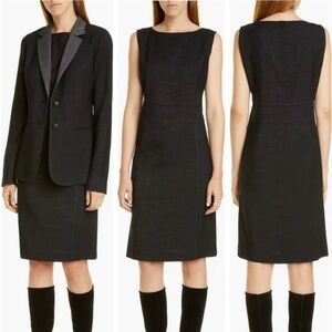 $598 NWT Lafayette 148 Medium Black Brett Stretch Wool Sheath Dress Sleeveless